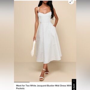 Lulu's White Jacquard Bustier Midi Dress